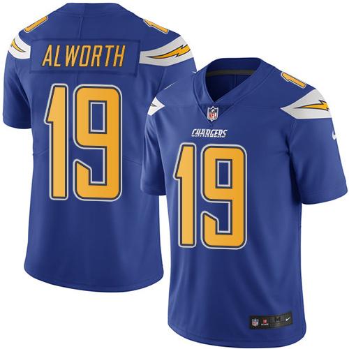 Nike Chargers #19 Lance Alworth Electric Blue Men's Stitched NFL Limited Rush Jersey